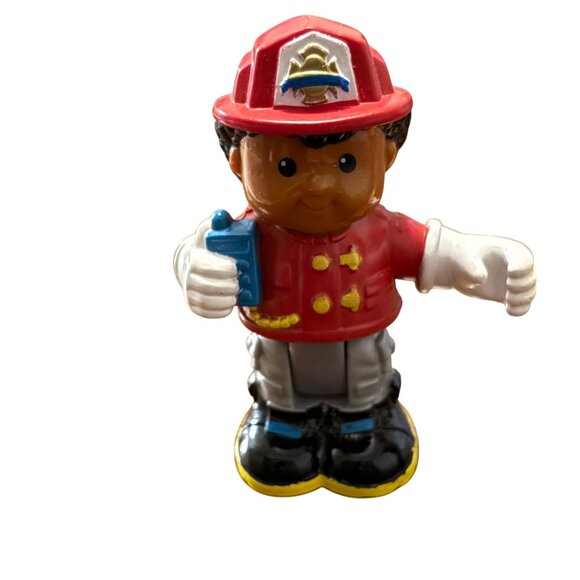 Vintage Fisher-Price Little People Poseable Firefighter & Construction Worker Fi - Picture 2 of 4